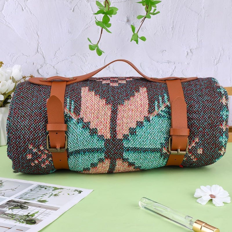 CALFOVERA PU Leather Picnic Blanket Carry Strap Portable Leather Handle Belt Rug Carrier Brown Outdoor Motorcycle Bedroll Adjustable Yoga Mat Strap Holder for Carpet Home Camping Travel Beaches - Image 4